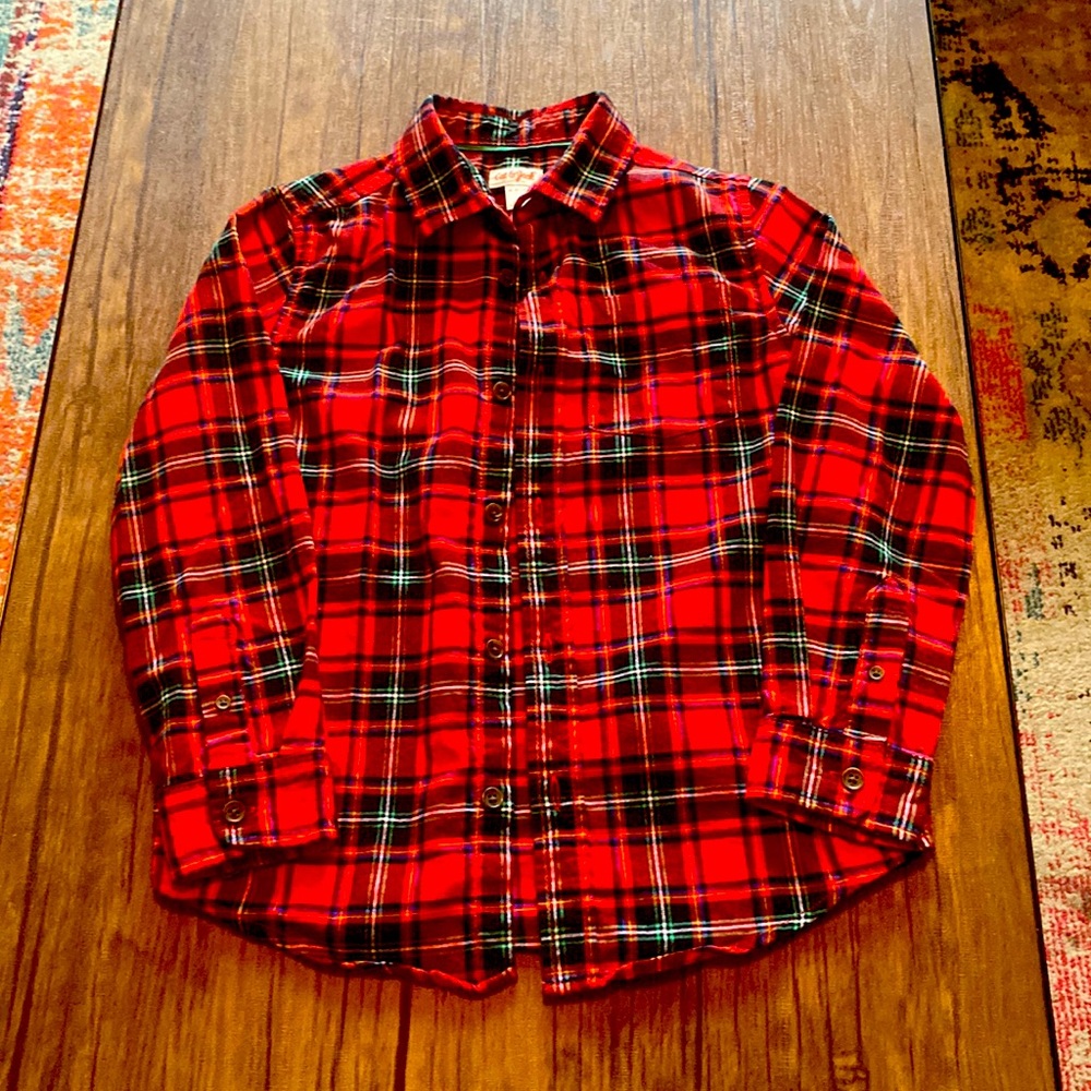 Boys flannel button down, worn only 1x, size M (8/10), wrinkles due to storage